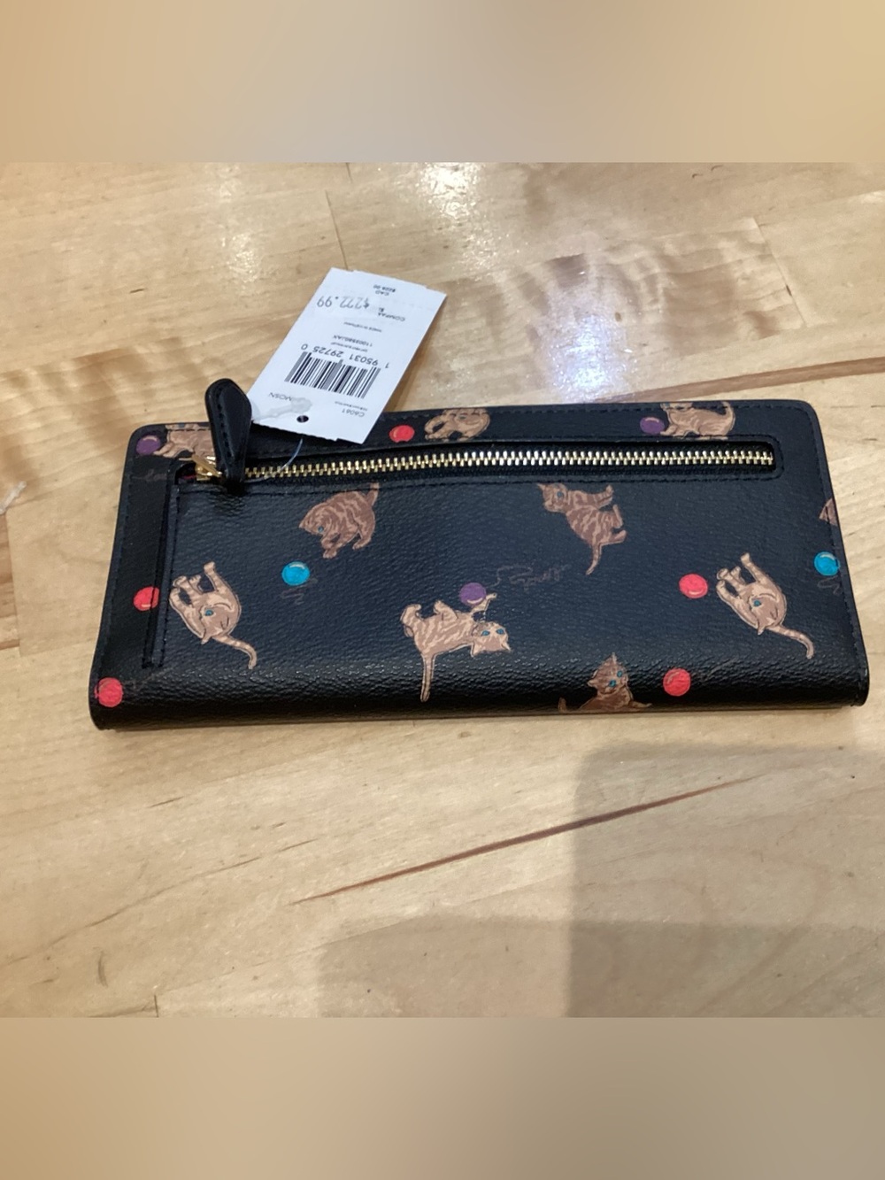 Coach Black Leather Wallet With Cats C6061 - Picture 2 of 3
